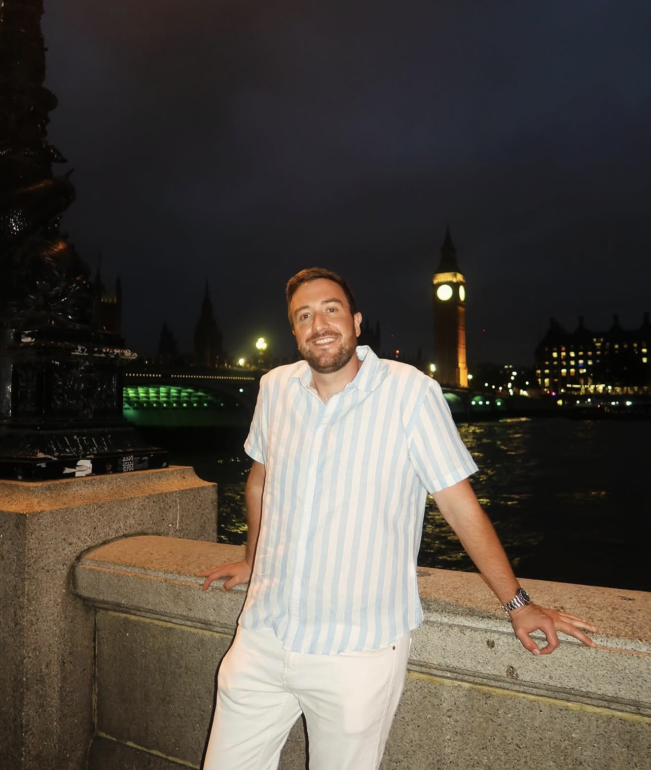 Andy in London at night